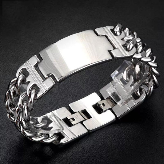 Stainless Steel Bracelet w/Engraving Plate - The BIG Boy Shop