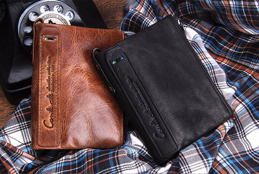 Genuine Crazy Horse Leather Men's Wallet