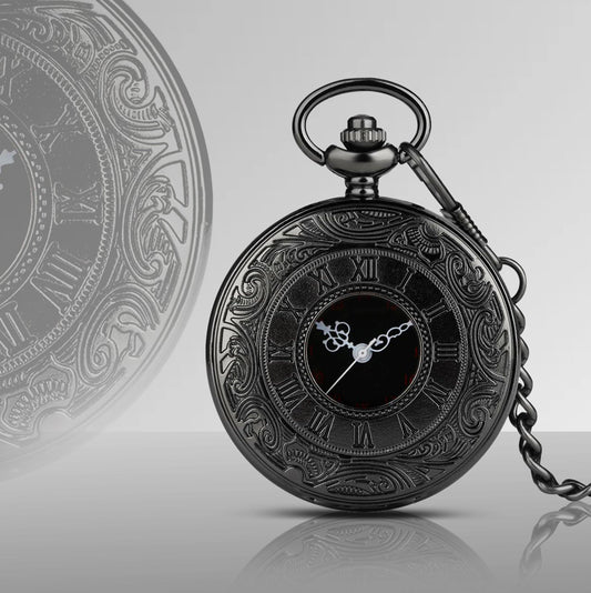 Black Roman Numeral Pocket Watch - The BIG Boy Shop