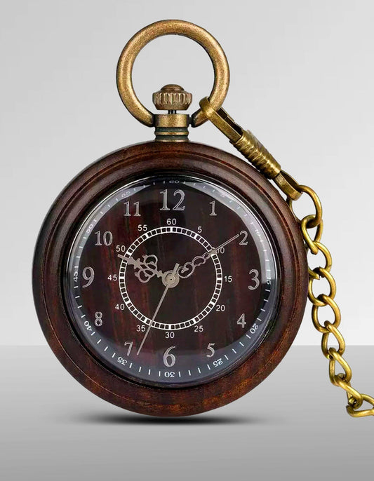 Double Circle Wooden Pocket Watch - The BIG Boy Shop