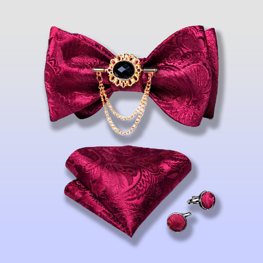 Silky soft style bow-tie and cuff link set