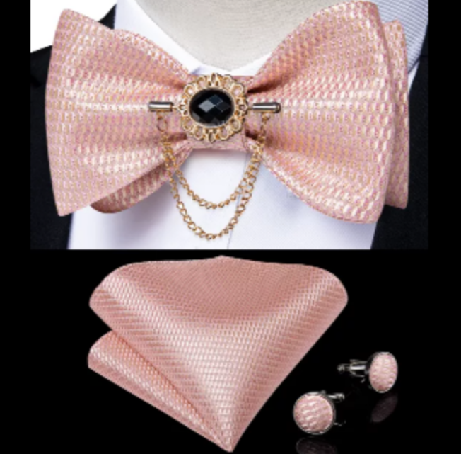 Silky soft style bow-tie and cuff link set