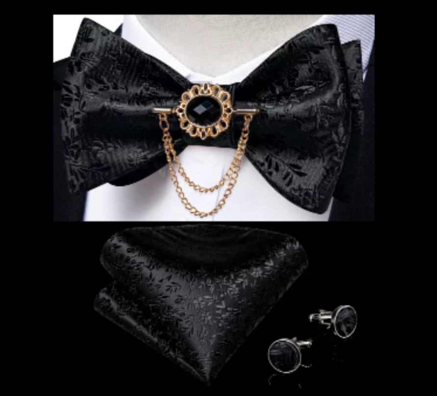 Silky soft style bow-tie and cuff link set