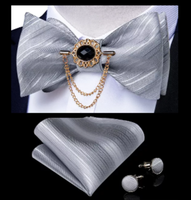 Silky soft style bow-tie and cuff link set